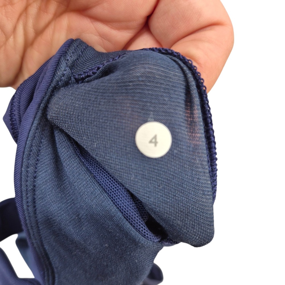 Lululemon 2-in-1 Tank Top Built-in Sports Bra Blue Heather Mesh Back Size 4 - Picture 5 of 7